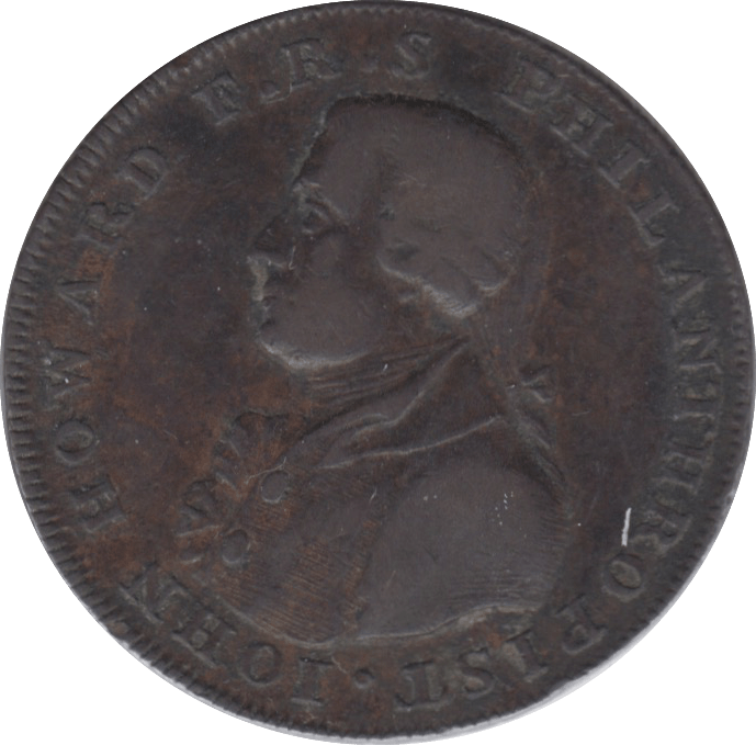 1794 HALFPENNY TOKEN HAMPSHIRE JOHN HOWARD ARMS OF PORTSMOUTH DH53 ( REF 229 )