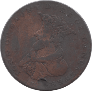 1789 HALFPENNY TOKEN WICKLOW JOHN OF GAUNT MINERS ARMS AND WINDLASS DH72 ( REF 204 )
