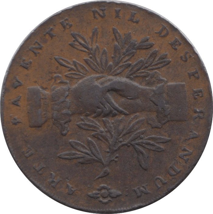 1793 HALFPENNY TOKEN SUSSEX ICH DIEN CREST BRIGHTON CAMP DH2 ( VF ) ( REF 147 )