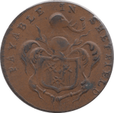 1793 HALFPENNY TOKEN YORKSHIRE BUST WITH HAT SHEFFIELD SHIELD OF ARMS DH56B ( REF 176 )