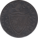 1794 HALFPENNY TOKEN LINCOLNSHIRE BRITANNIA SHIPS T.I ARMS PAY JENNINGS  DH J ( REF 70 )