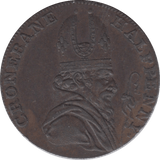 1789 HALFPENNY TOKEN WICKLOW BISHOP CRONBANE MINERS ARMS AND WINDLASS DH19 ( VF ) ( REF 205 )
