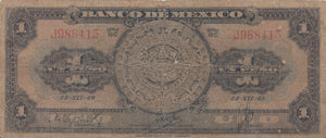 1 PESO BANCO DE MEXICO MEXICAN BANKNOTE 1948 REF 426