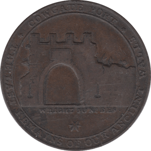 1797 HALFPENNY TOKEN ANGUSHIRE ST ANDREWS CHURCH DUNDEE COWGATE PORT DH21 ( REF 246 )