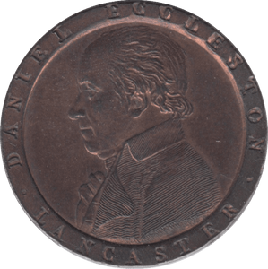 1794 HALFPENNY TOKEN LANCASHIRE BUST OF ECCLESTON SHIP AND PLOUGH DH58 ( REF 255 )
