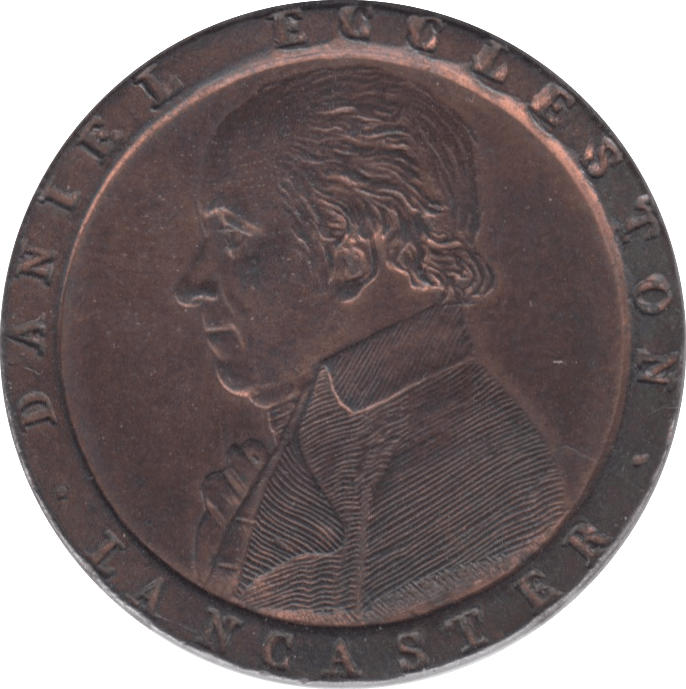 1794 HALFPENNY TOKEN LANCASHIRE BUST OF ECCLESTON SHIP AND PLOUGH DH58 ( REF 255 )