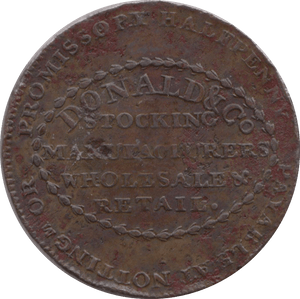 1792 HALFPENNY TOKEN STAFFORDSHIRE DONALD AND CO BEE HIVE PAY LEEK DH11 ( REF 155 )