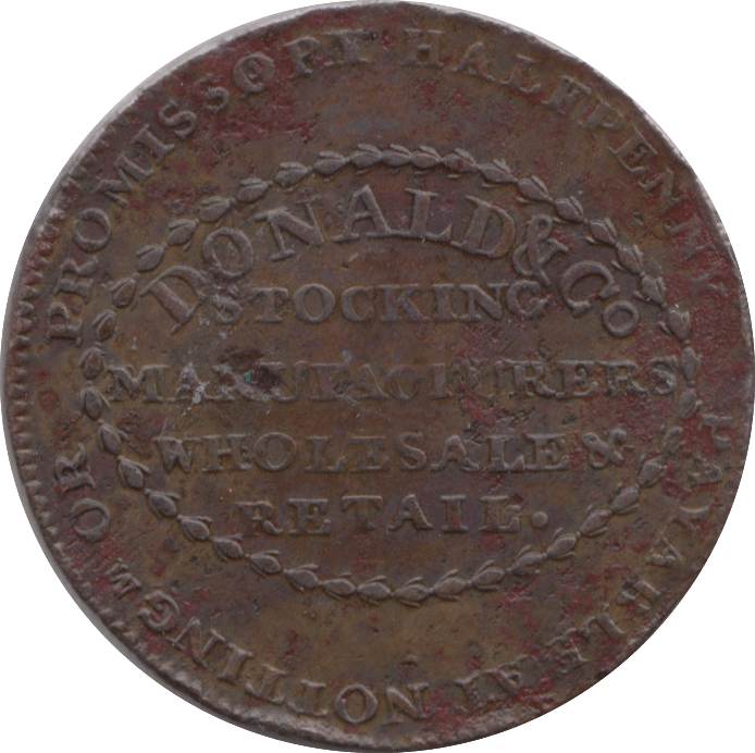 1792 HALFPENNY TOKEN STAFFORDSHIRE DONALD AND CO BEE HIVE PAY LEEK DH11 ( REF 155 )