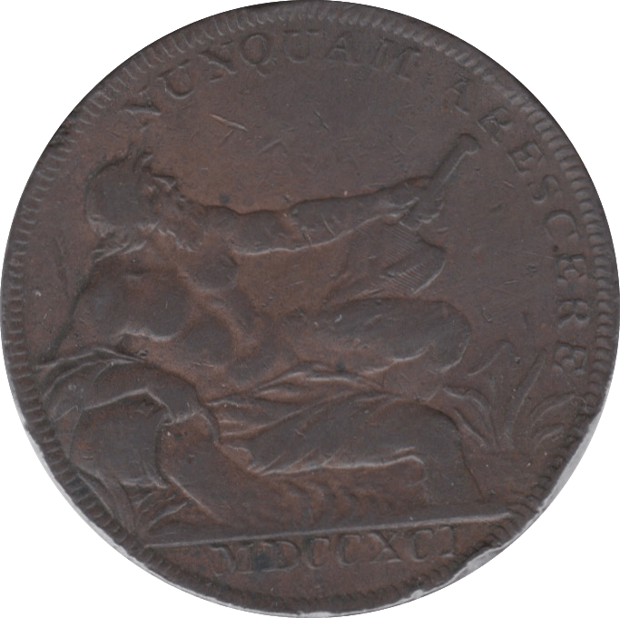 1791 HALFPENNY TOKEN LANARKSHIRE RIVER GOD ARMS OF GLASGOW DH2 ( REF 233 )