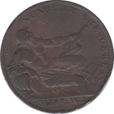 1791 HALFPENNY TOKEN LANARKSHIRE RIVER GOD ARMS OF GLASGOW DH2 ( REF 233 )
