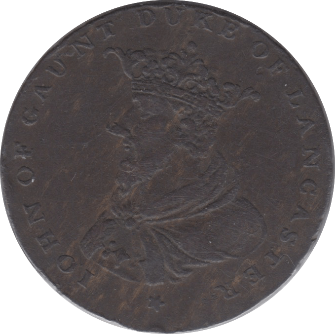 1792 HALFPENNY TOKEN LANCASHIRE SHIELD OF ARMS JOHN O GAUNT DH29E ( REF 81 )