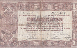 1 GULDEN WETTIG BETAALMIDDEL ZILVERBON NETHERLANDS BANKNOTE REF 6