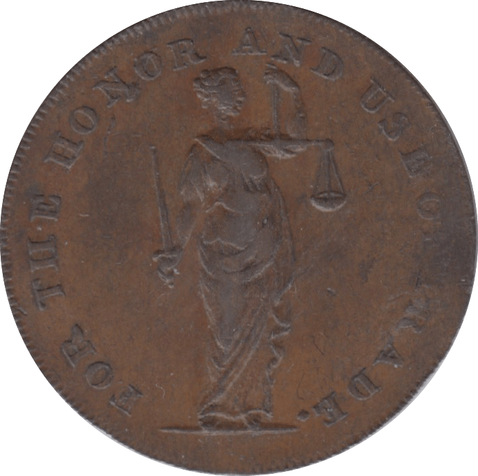 1794 HALFPENNY TOKEN CORK FYAN GROCER JUSTICE STANDS DUBLIN DH308A ( 184 )
