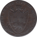 1792 HALFPENNY TOKEN NORFOLK NORWICH ARMS SHOP FRONT DH28 ( REF 89 )
