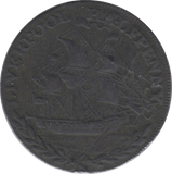 1794 HALFPENNY TOKEN LANCASHIRE LIVERPOOL SHIP SHIELD OF ARMS DH60 ( REF 85 )
