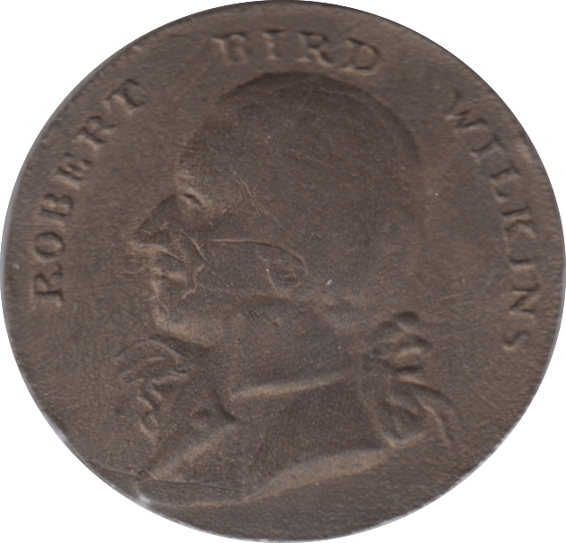 1792 HALFPENNY TOKEN HAMPSHIRE ROBERT WILKINS ANTIQUE SHIP DH46 ( VF ) ( REF 227 )