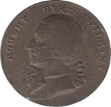 1792 HALFPENNY TOKEN HAMPSHIRE ROBERT WILKINS ANTIQUE SHIP DH46 ( VF ) ( REF 227 )