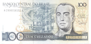 100 CRUZADOS BANCO DO BRASIL BRAZIL BANKNOTE REF 152
