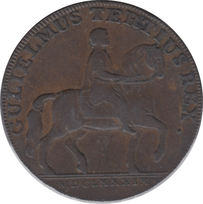 1791 HALFPENNY TOKEN YORKSHIRE WILLIAM III HULL ARMS DH19 ( REF 175 )