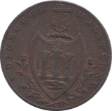 1790 HALFPENNY TOKEN LOTHIAN ST ANDREWS CROSS EDINBURGH ARMS HUTCHINSON ( REF 242 )