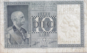 10 LIRE REGNO D'ITALIA ITALIAN BANKNOTE REF 15