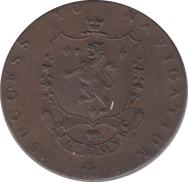 1793 HALFPENNY TOKEN LANCASHIRE PORTER & SACK MANCHESTER ARMS PLAIN DH 135H ( VF SCAR )  ( REF 71 )