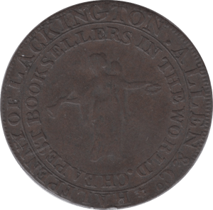 1795 HALFPENNY TOKEN MIDDLESEX LACKINGTON FAME BLOWING A TRUMPET DH357 ( REF 126 )