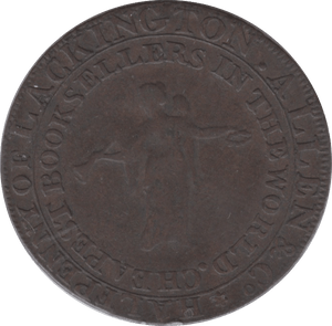 1795 HALFPENNY TOKEN MIDDLESEX LACKINGTON FAME BLOWING A TRUMPET DH357 ( REF 126 )