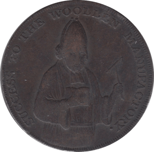 1792 HALFPENNY TOKEN DEVON BISHOP BLAZE EXETER ARMS SAMUEL KINGDOM DH2 ( REF 210 )