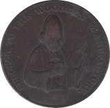 1792 HALFPENNY TOKEN DEVON BISHOP BLAZE EXETER ARMS SAMUEL KINGDOM DH2 ( REF 210 )