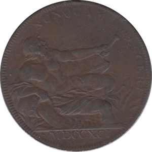 1791 HALFPENNY TOKEN LANARKSHIRE RIVER GOD ARMS OF GLASGOW DH2 ( REF 232 )