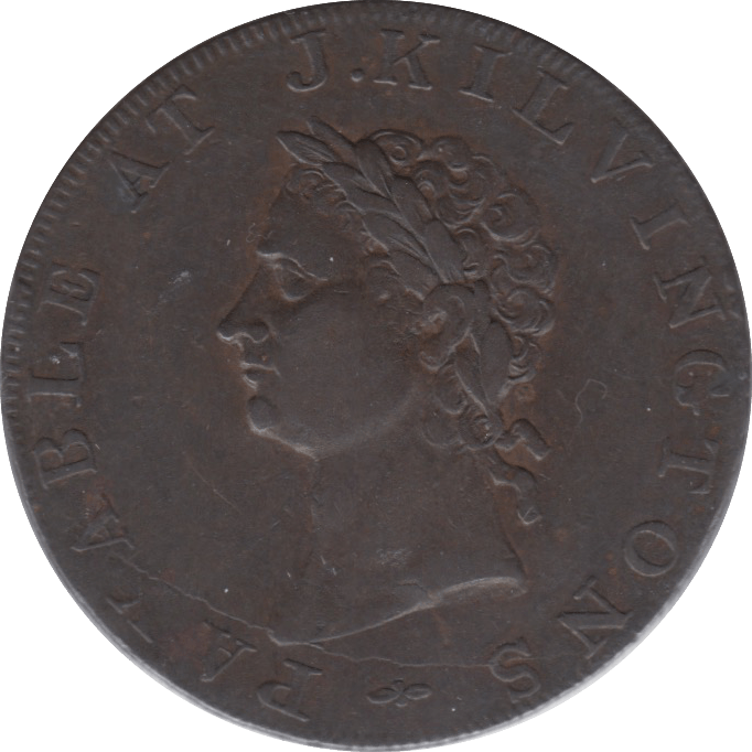 1795 HALFPENNY TOKEN MIDDLESEX PAYABLE AT J.KILVINGSTONS BRITANNIA ENGRAVED DH346 ( REF 108 )