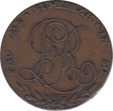 1794 HALFPENNY TOKEN DUBLIN JUSTICE L AND R CYPHER HAROLDS CROSS DH338  ( REF 194 )