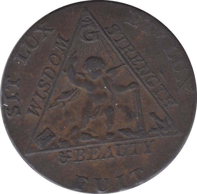 1790 HALFPENNY TOKEN MIDDLESEX MASONIC EUPID POWE ELECTED SKETCHLEY ( REF 131 )