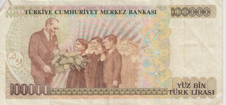100000 LIRASI TURKISH BANKNOTE REF 179