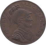 1795 HALFPENNY TOKEN MIDDLESEX MALE IN HELMET SHIELD OF ARMS ( VF ) ( REF 129 )