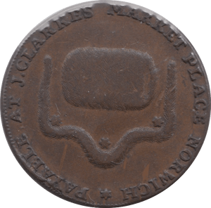 1794 HALFPENNY TOKEN NORFOLK GENTLEMANS WALK DH22 ( VF ) ( REF 87 )