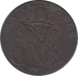 1792 HALFPENNY TOKEN CHESHIRE MACCLESFIELD FEMALE WITH COG RG CYPHER DH72A ( REF 219 )