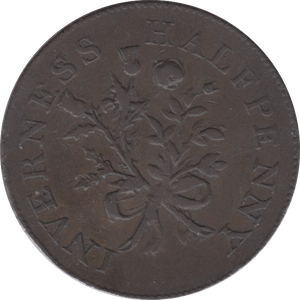 1793 HALFPENNY TOKEN INVERNESS-SHIRE CORNUCOPIA ROASE & FLOWERS ( REF 234 )