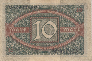 10 REICHSMARK GERMAN BANKNOTE REF 212