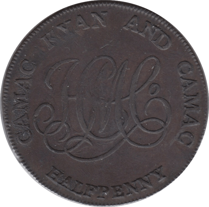 1792 HALFPENNY TOKEN DUBLIN FEMALE WITH HARP HM AND CO CYPHER DH96 ( REF 192 )