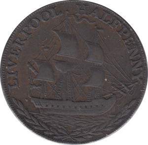 1793 HALFPENNY TOKEN LANCASHIRE SHIELD OF ARMS SHIELD OF ARMS DH60 ( REF 82 )