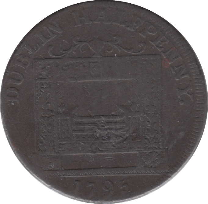 1795 HALFPENNY TOKEN DUBLIN FEMALE WITH ANCHOR STOVE DH352B ( REF 196 )