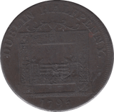 1795 HALFPENNY TOKEN DUBLIN FEMALE WITH ANCHOR STOVE DH352B ( REF 196 )
