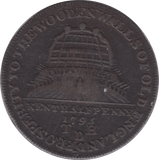 1795 HALFPENNY TOKEN KENT REAR OF SHIP DH14RR ( REF 78 )