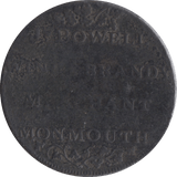 1795 HALFPENNY TOKEN MONMOUTH J.POWELL WINE MERCHANT BANDY CASK DH3 ( REF 117 )