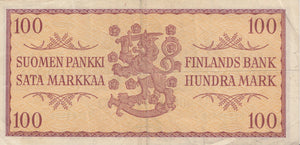 100 MARK FINLANDS BANK FINLAND 1957 REF 401
