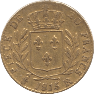 1815 GOLD FRANCE 20 FRANCS KING LOUIS XVIII LONDON MINT