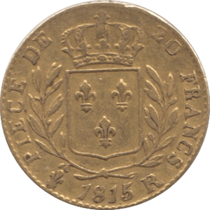1815 GOLD FRANCE 20 FRANCS KING LOUIS XVIII LONDON MINT