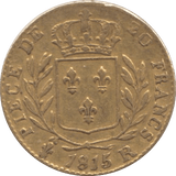 1815 GOLD FRANCE 20 FRANCS KING LOUIS XVIII LONDON MINT